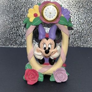 Mickey Unlimited Verichron Collectible Timepiece Flowers Minnie Mouse Clock